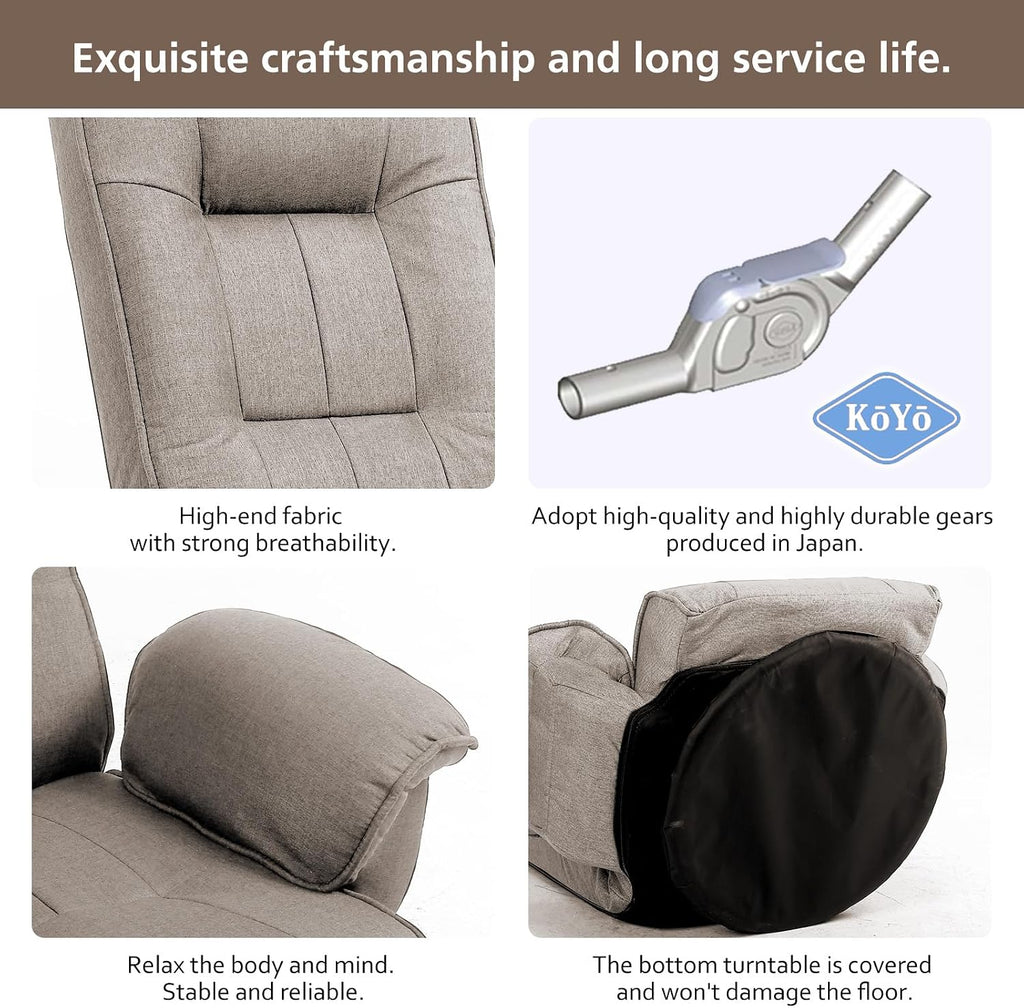 360 Degree Swivle Adjustable Floor Chair, Chaise Lounge Indoor, Folding Lazy Sofa with Armrests and Side Pocket Adults Gaming Chairs for Living Room, Bedroom Factory Price 201 (BE)