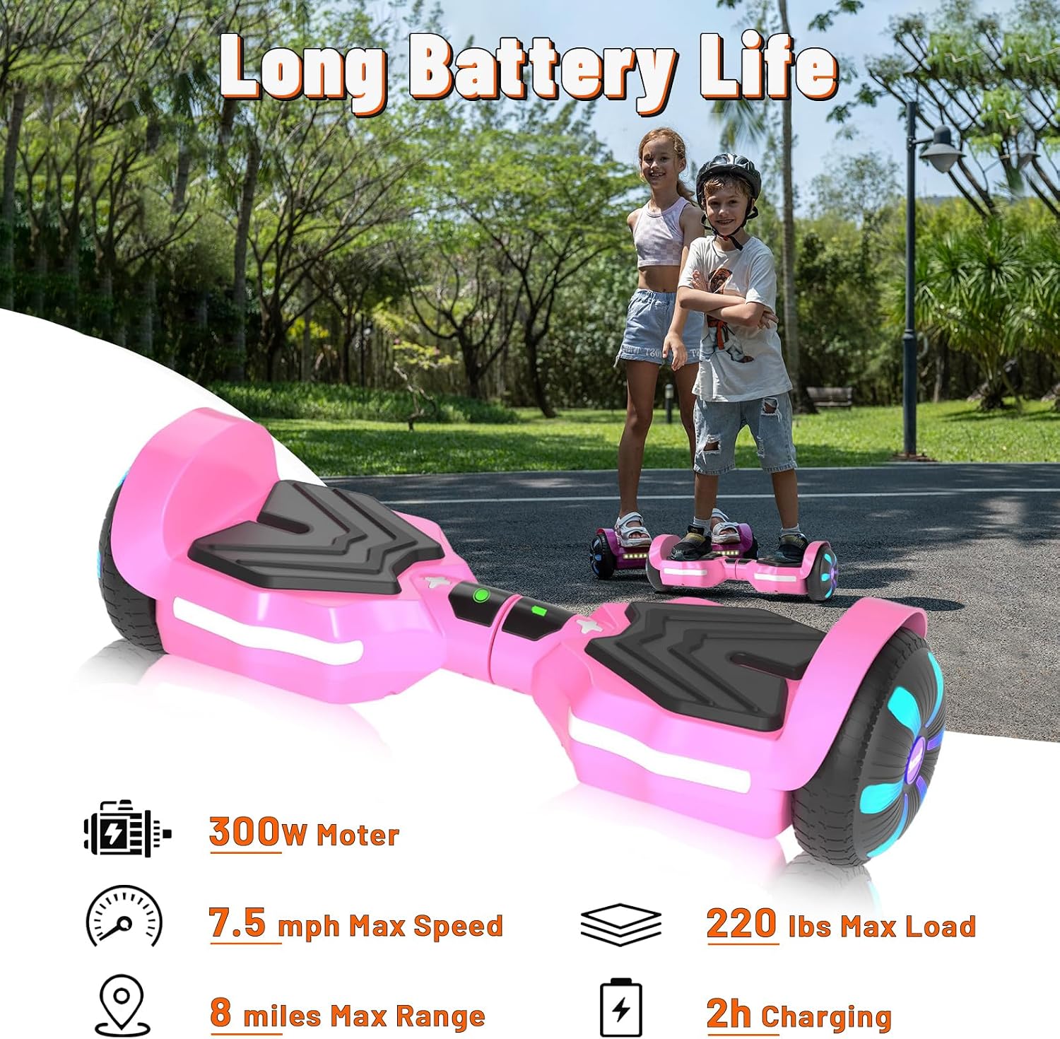 SIMATE Scooter, Bluetooth Speakers and LED Light-Up Wheels, APP Control, Dual 250W Motors, 8.5 mph Max Speed & 8.5 Miles Max Range, Gifts for Kids Adults Girls Boys