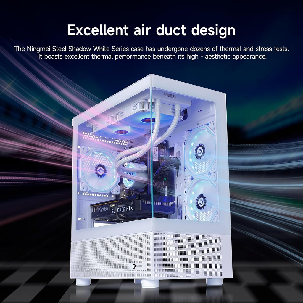 NINGMEI Gaming PC Desktop, AMD Ryzen 7 7800X3D 8 core 4.2GHz(up to 5.0GHz), GeForce RTX 5070 12GB, 32GB DDR5 RAM 6000MHz, 2TB NVME SSD, 750W PSU, Windows 11 Home 64-bit, White
