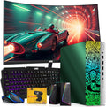 TechMagnet HP Emerald Green Cobra Edition RGB Gaming Desktop PC,Intel Core i7,16GB DDR4 RAM,512GB SSD,GT 1030 Graphics Card,24 Inch Curved Monitor,RGB Kit,Webcam,Windows 11 (Renewed)