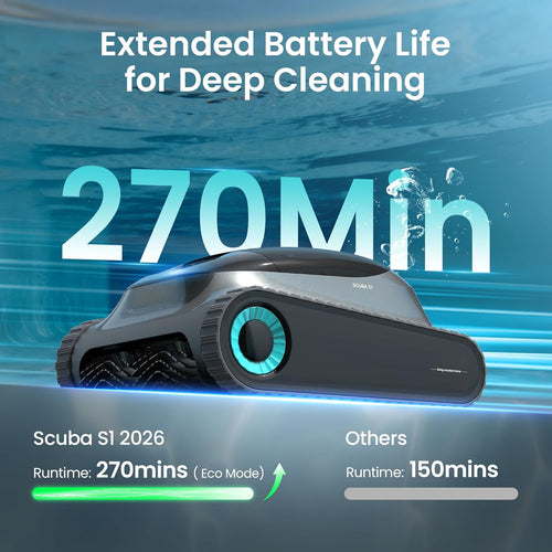 (2026 Upgrade) Aiper Scuba S1 Robotic Pool Cleaner, Weekly Custom Cleaning Plan, 270 Min Runtime, Over-the-Waterline Scrubbing, Smarter Navigation with 11 High-Precision Sensors, App Support-Gray