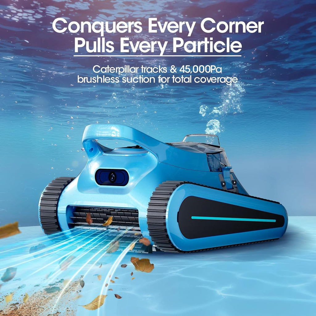 Cordless Robotic Pool Cleaner, Pool Vacuum 180W Brushless Motor, 45000Pa Suction, Wall & Waterline Climbing, Auto Path Mapping, for Pools up to 2150 Sq.Ft.