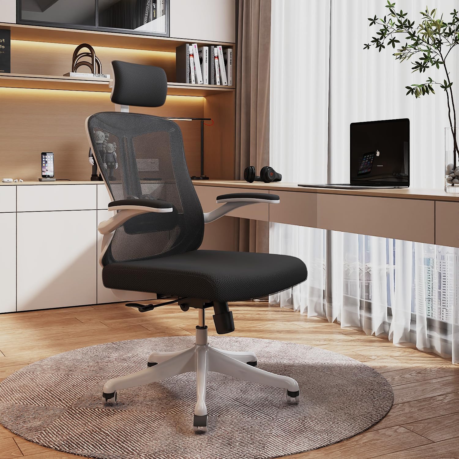 balmstar Office Chair Desk Chair, Ergonomic Mesh Computer Chair with 90-130° Recline & 360° Smooth-Rolling Casters, Lumbar Support Task Chair for Home Office, Comfortable for Women, Teens(B-Black)