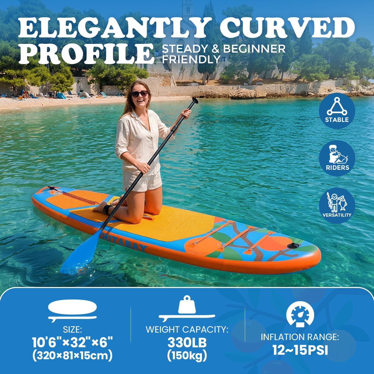 Inflatable Stand Up Paddle Board 10'6' All-Around SUP Kit - Lightweight (16 lbs), Stable & Durable, Camera Mount & Complete Accessories - SUP Board for Beginners & All Skill Levels