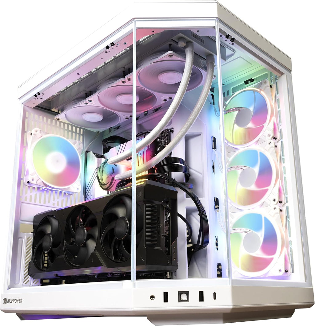 iBUYPOWER Y70 Snow White Gaming PC Desktop Computer AMD Ryzen 9 9900X CPU, NVIDIA GeForce RTX 5070Ti 16GB GPU, 64GB DDR5 RGB 5200MHz RAM, 1TB NVMe SSD, Windows 11 Home, Keyboard, Mouse - Y70WA9N57T01