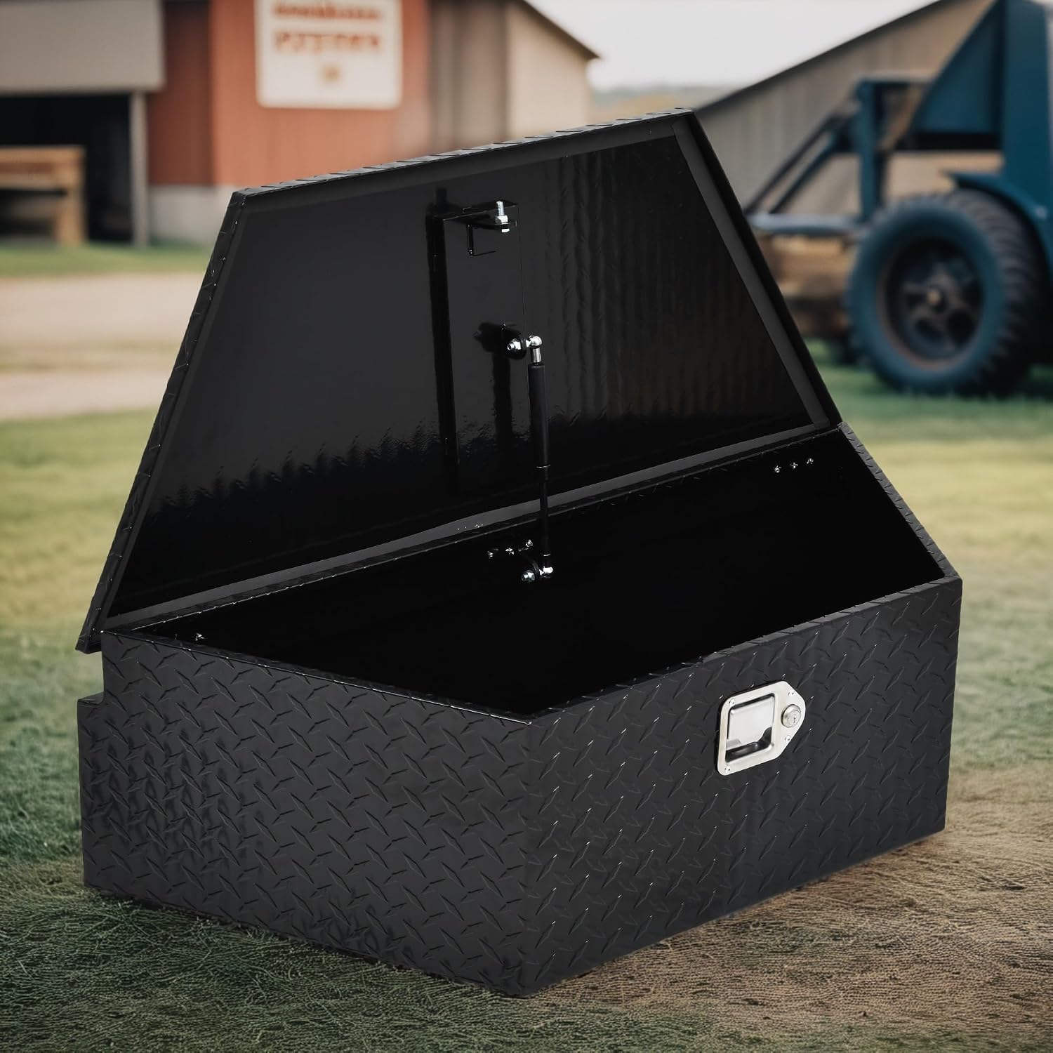 AUTOSAVER88 39' Trailer Tongue Box, Heavy Duty Aluminum Diamond Plate Trailer Tool Box, Waterproof Storage with Lock forTrucks, Trailers, and RVs