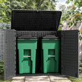 YITAHOME Outdoor Storage Shed w/o Shelf, 30 cu ft Horizontal Storage Shed Outdoor, Resin Waterproof Storage Cabinet for Garage, Poolside, Bikes, and Garden (Dark Gray + Black)