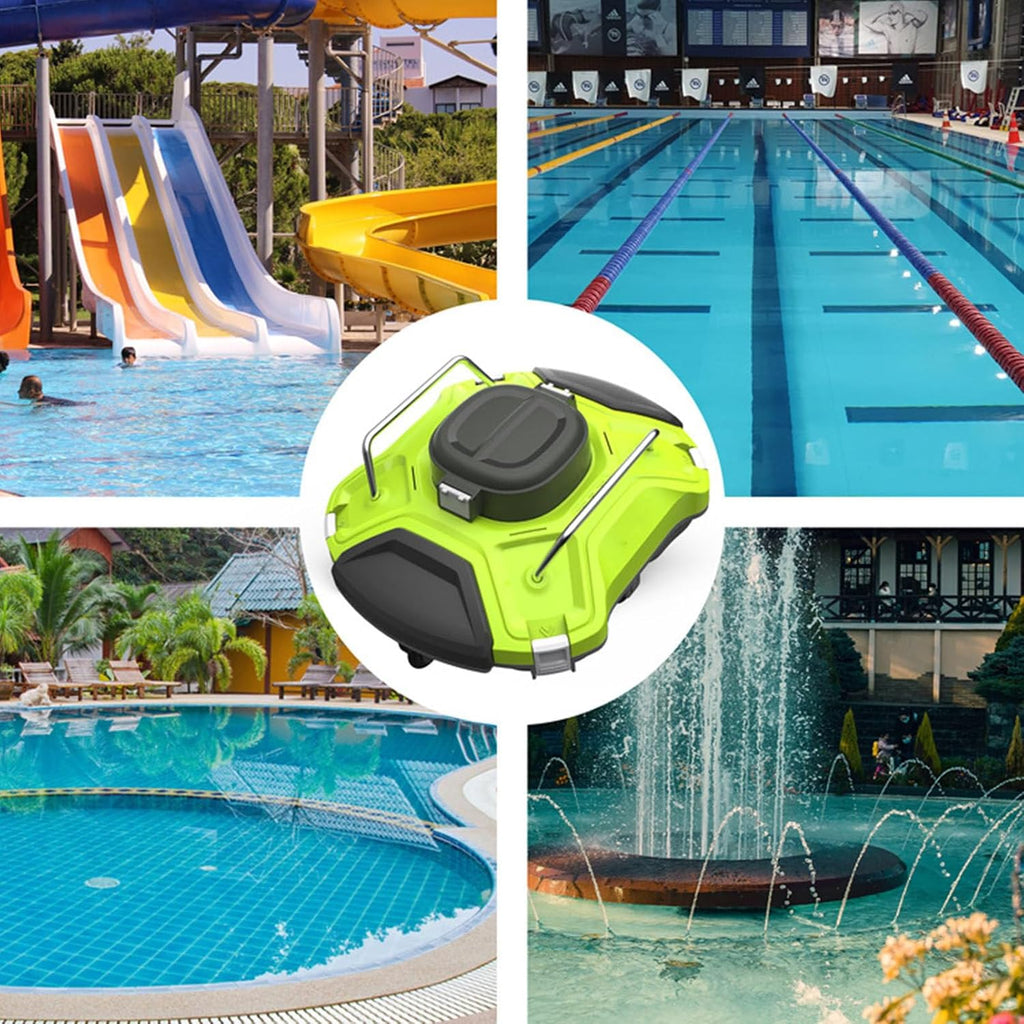 Automatic Pool Cleaning Robot, Wall Climbing Cordless Pool Cleaners with Ultra Fine Filters and Top Handle, Intelligent Pool Cleaner for Above Ground Inground Pool