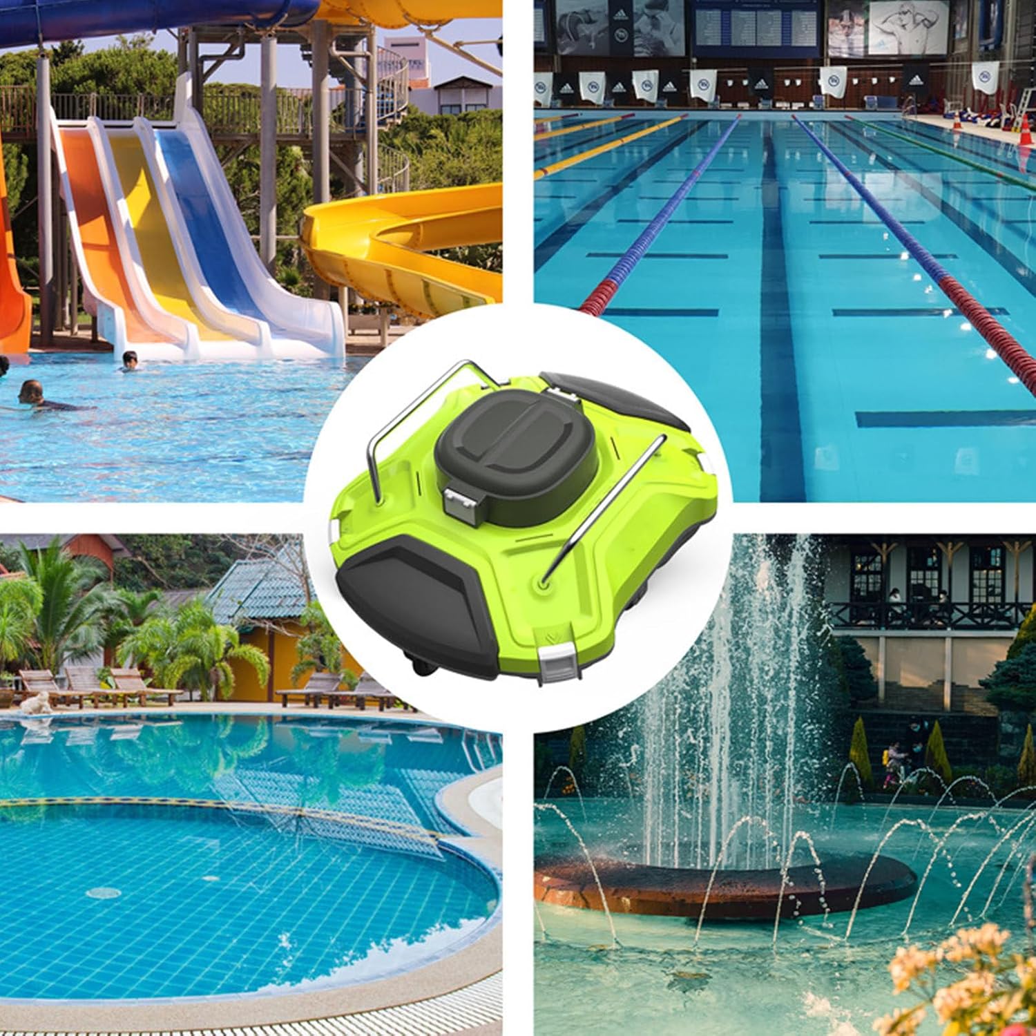 Automatic Pool Cleaning Robot, Wall Climbing Cordless Pool Cleaners with Ultra Fine Filters and Top Handle, Intelligent Pool Cleaner for Above Ground Inground Pool