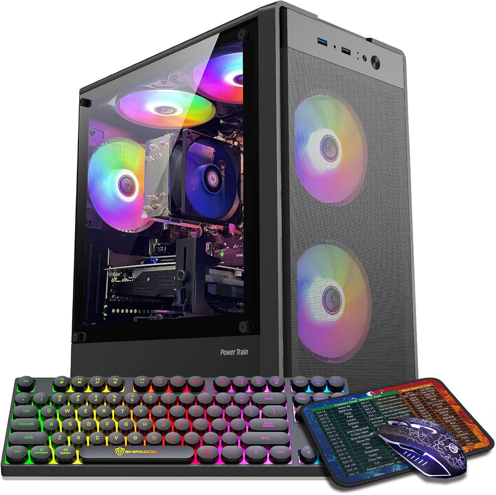 ZER-LON Gaming PC Desktop Computer, Intel Core I5 up to 3.6GHz, RX 550 4G GDDR5, 16G RAM, 512GB SSD, WiFi 5.0, Prebuilt Gaming PC Tower Computer with 5 RGB Fan