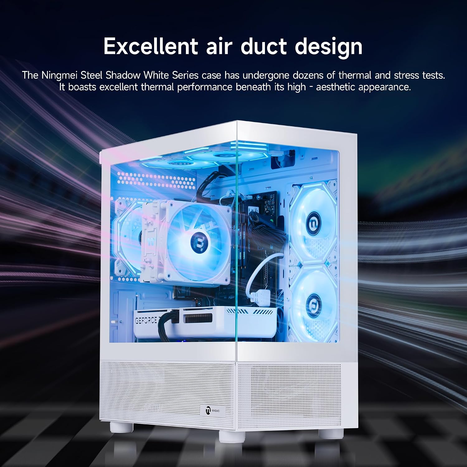 NINGMEI Gaming PC Desktop, AMD Ryzen 7 9700X 8 core 3.8GHz(up to 5.5GHz), GeForce RTX 5060 8GB, 16GB DDR5 RAM 6000MHz, 1TB NVME SSD, 650W PSU, Windows 11 Home 64-bit, WiFi, White