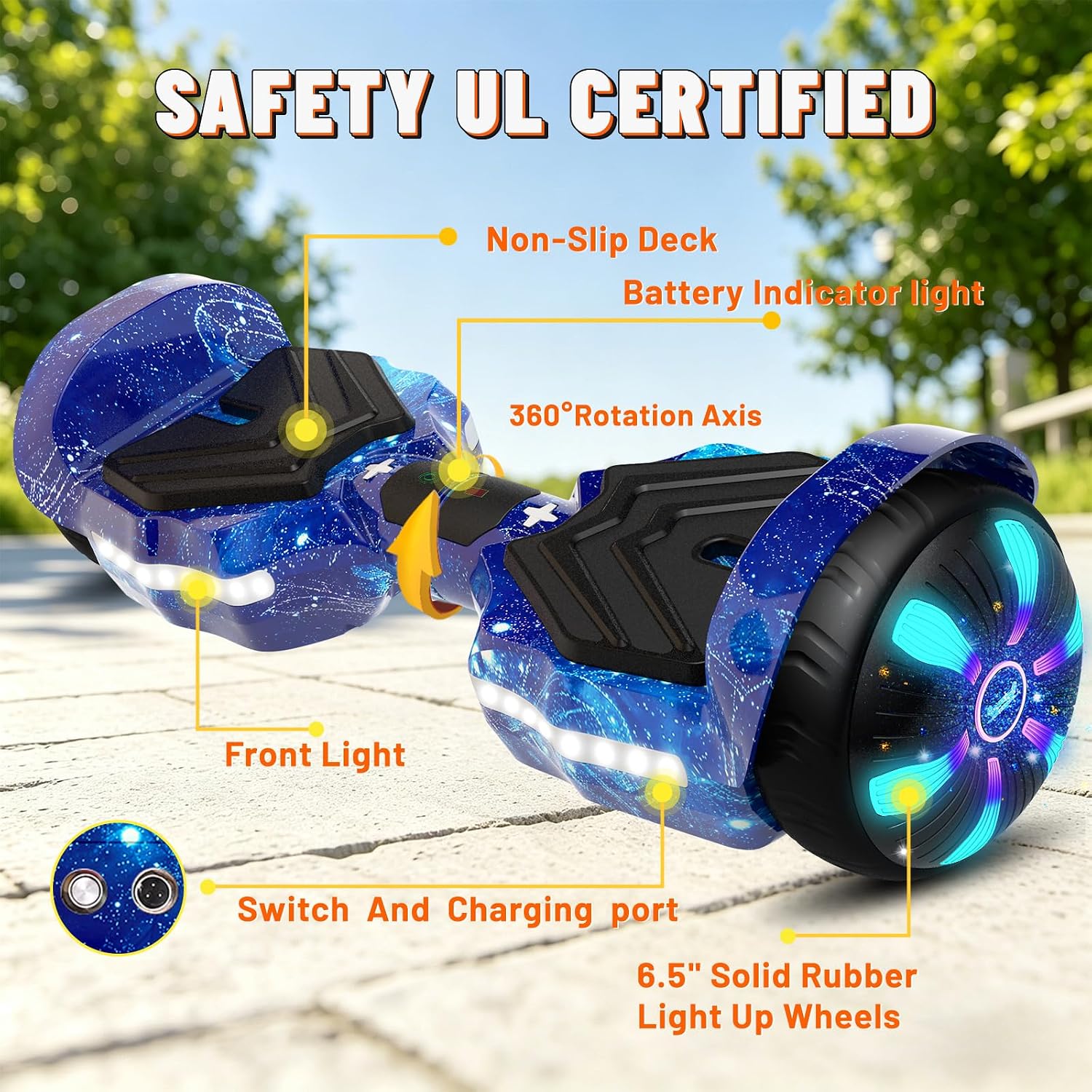 SIMATE Scooter, Bluetooth Speakers and LED Light-Up Wheels, APP Control, Dual 250W Motors, 8.5 mph Max Speed & 8.5 Miles Max Range, Gifts for Kids Adults Girls Boys