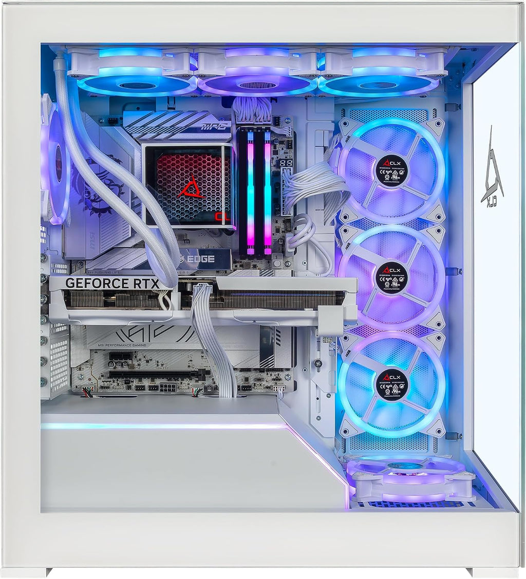 CLX Horus Gaming PC - Intel Core Ultra 9 285K 3.7GHz, GeForce RTX 5080, 2TB SSD, 32GB DDR5 RGB Memory, 360mm AIO, WiFi, Windows 11 Home, White, AI-Accelerated