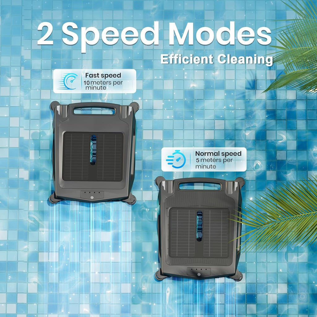 Pool Cleaner Robot – AI Smart Path Optimization&99.9% Debris Removal,IPX 7 Waterproof Above Solar Ground Pool Skimmer & Fast Dual Charging,Stronger Suction,4.1L Waste Collection Drawer