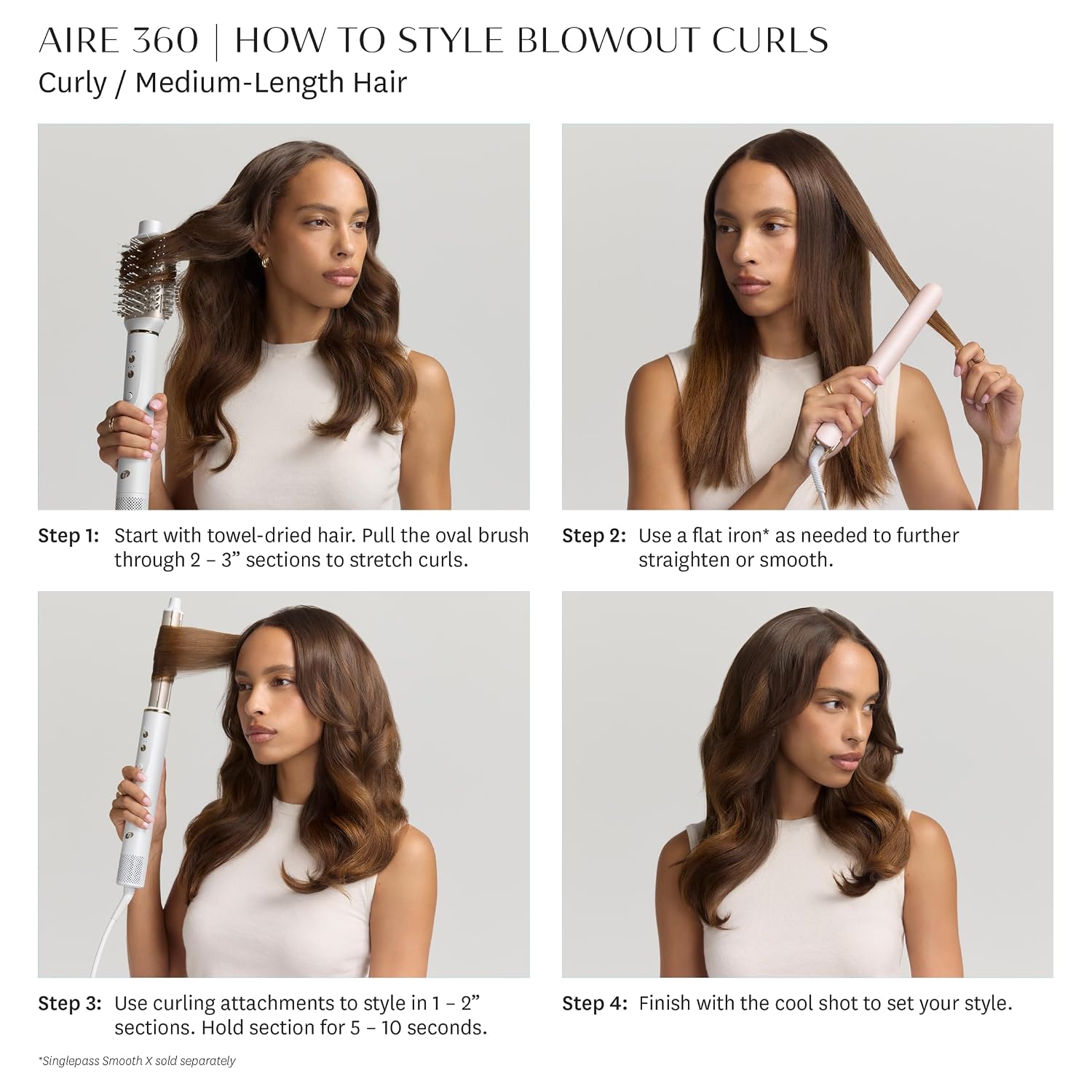 Aire 360 Ceramic Dual Voltage Air Styler Blowout Kit with Curling Attachments, Oval Brush & Drying Concentrator | Fast, Healthy Blowouts and Long-Lasting Curls | for All Hair Types
