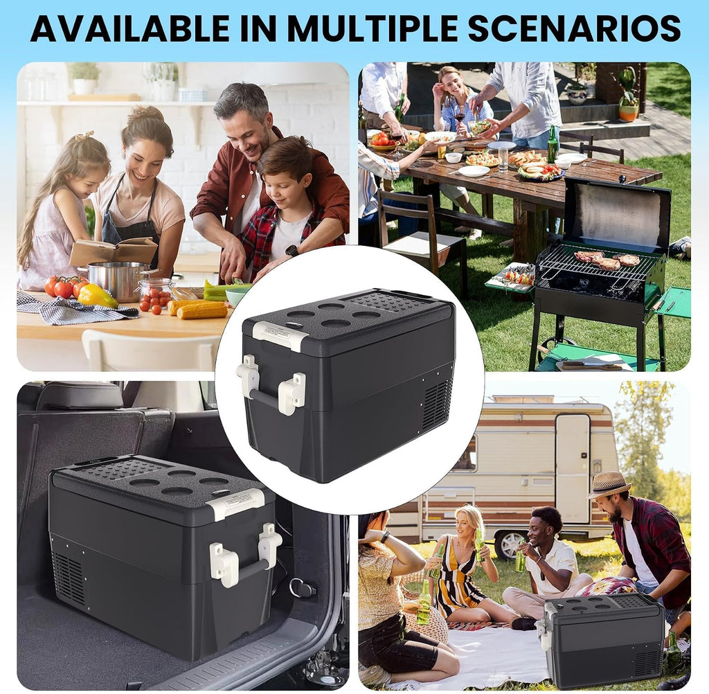 OUTLANE Portable Refrigerator, 12V Car Fridge 52QT(50L) Electric Cooler, Car Refrigerator Freezer With Wheels & 2 Baskets for Travel, Truck, Boat, Camping