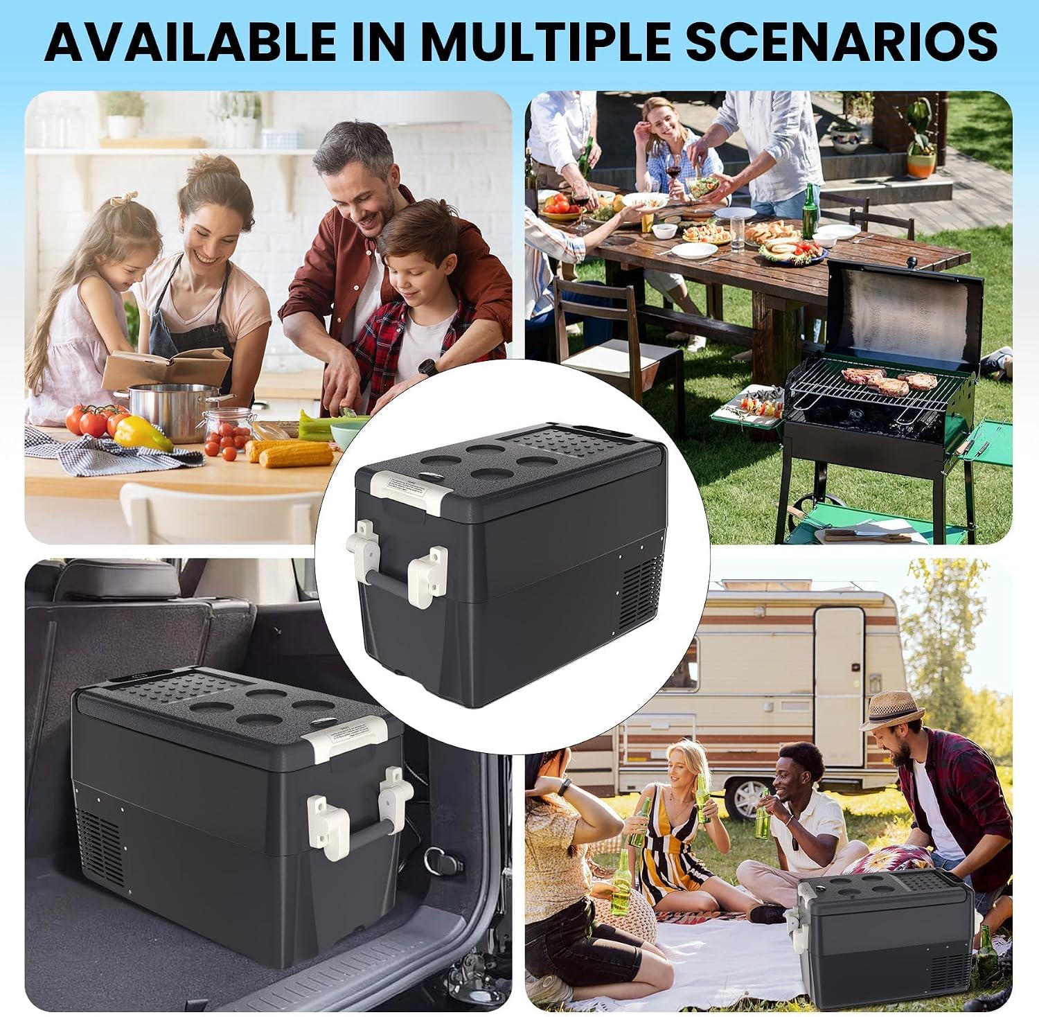 OUTLANE Portable Refrigerator, 12V Car Fridge 52QT(50L) Electric Cooler, Car Refrigerator Freezer With Wheels & 2 Baskets for Travel, Truck, Boat, Camping