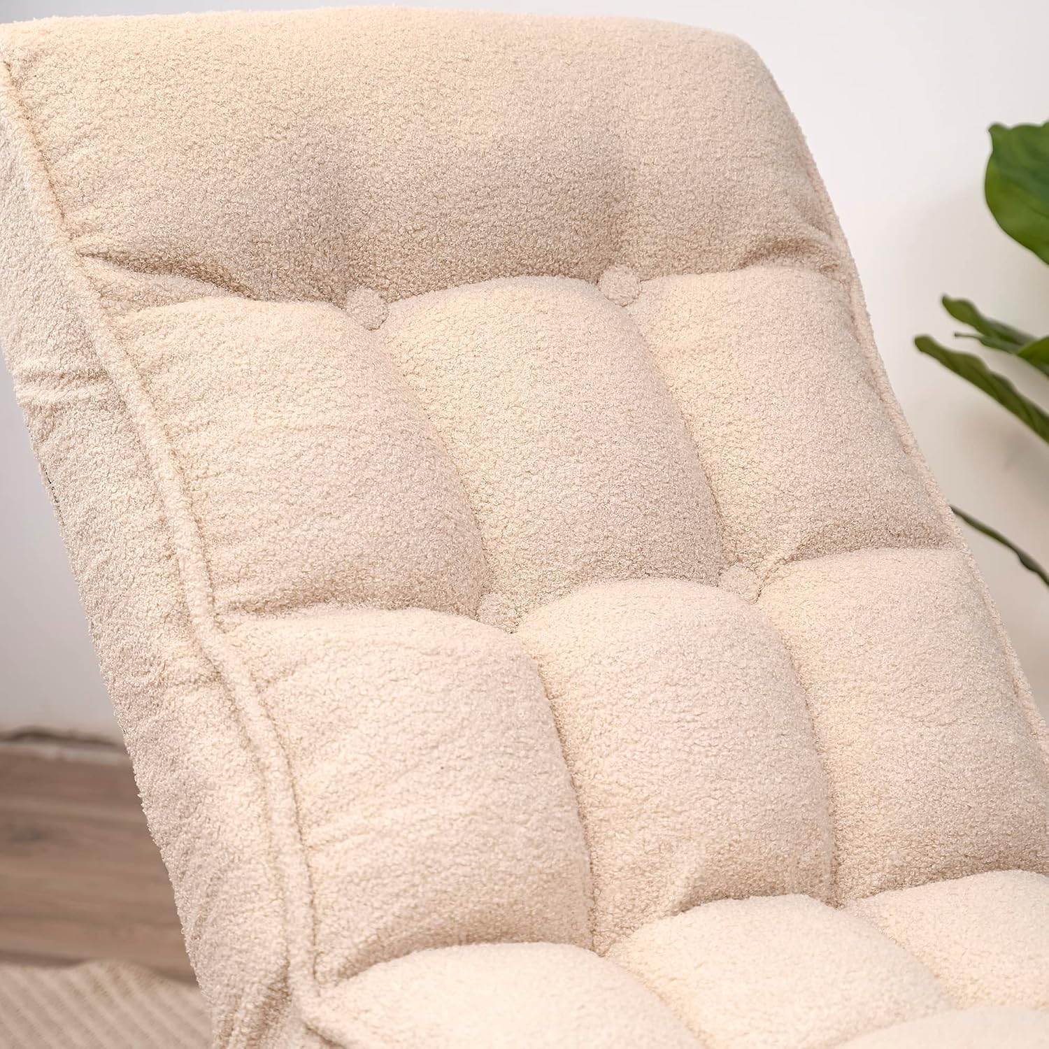 Yoglad Comfy Lounge Sofa Chair,3 Adjustable Angles,Soft Boucle Fabric,Easy Storage,with Comfortable Backrest.for Living,Bedroom,or Office. (White Teddy)