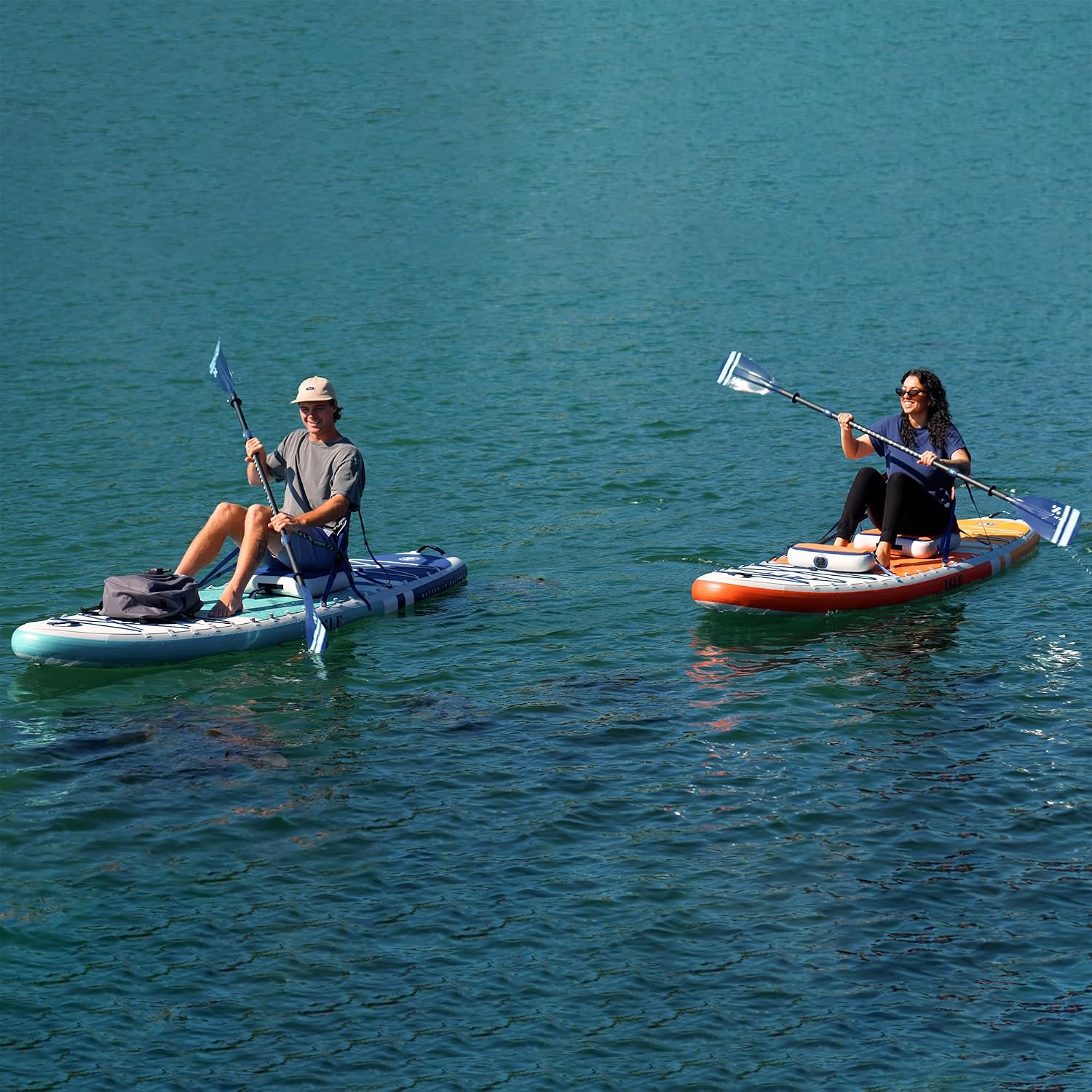 ISLE Pioneer Inflatable Stand Up Paddle Board, Incl. Coil Leash, Touring Fin, Travel Backpack, Hand Pump, Paddle - Beginner Friendly SUP - max. 285 lbs - 10'6'' Inflatable Paddle Boards for Adults