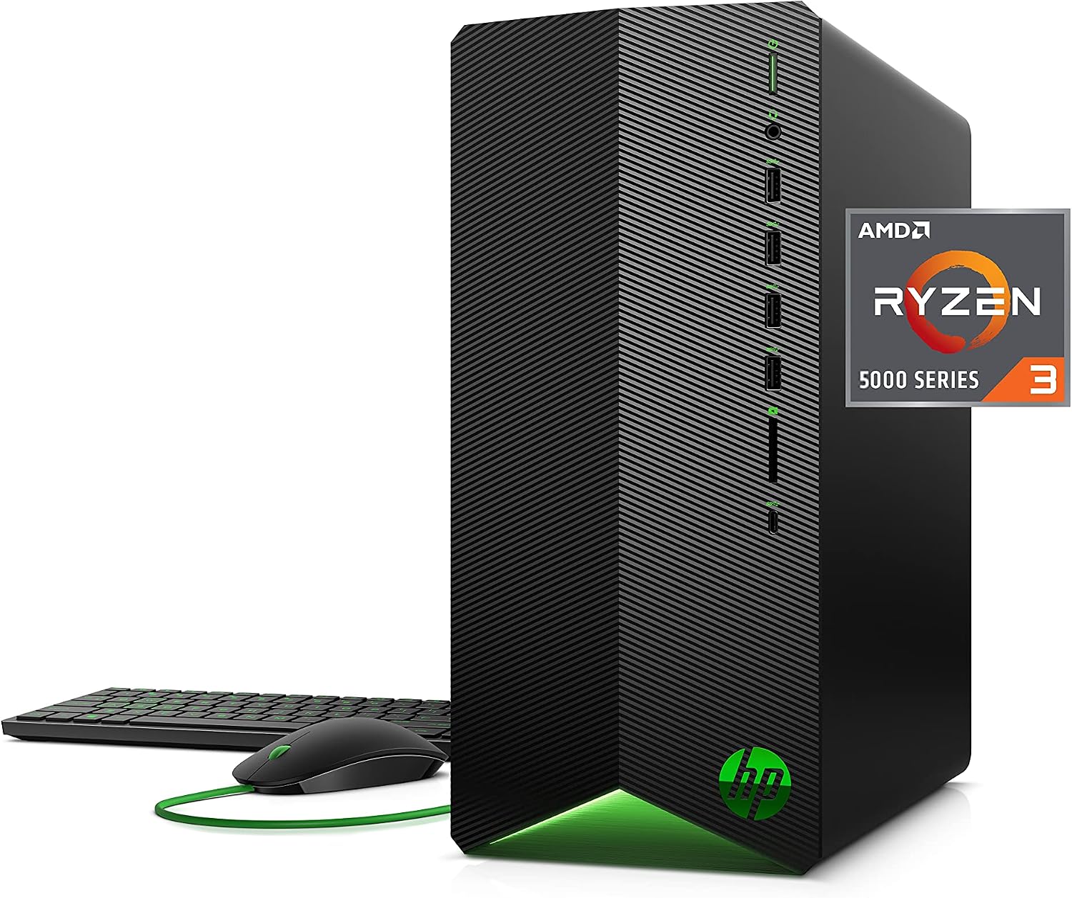 HP Pavilion Gaming PC, AMD Ryzen 3 5300G Processor, 8 GB RAM, 256 GB SSD, Windows 11, Wi-Fi 5 & Bluetooth 4.2 Combo, 9 USB Ports, Pre-Built Gaming PC Tower, Mouse and Keyboard (TG01-2010, 2021)
