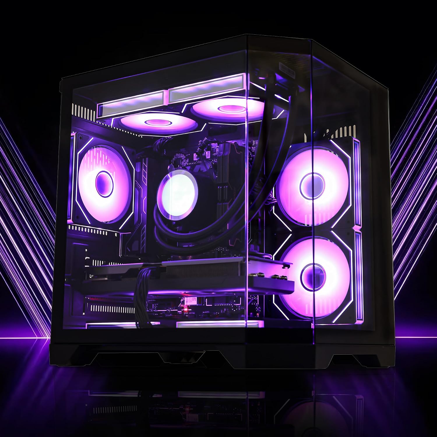 Ocean of Stars Gaming PC Desktop - RTX 5060 8GB - AMD Ryzen 7 9700X 8-Core 3.8 GHz-32GB DDR5 RAM- 1TB PCIe SSD- WiFi + BT- 850W PSU- Windows 11 -RGB Prebuilt Computer - Black