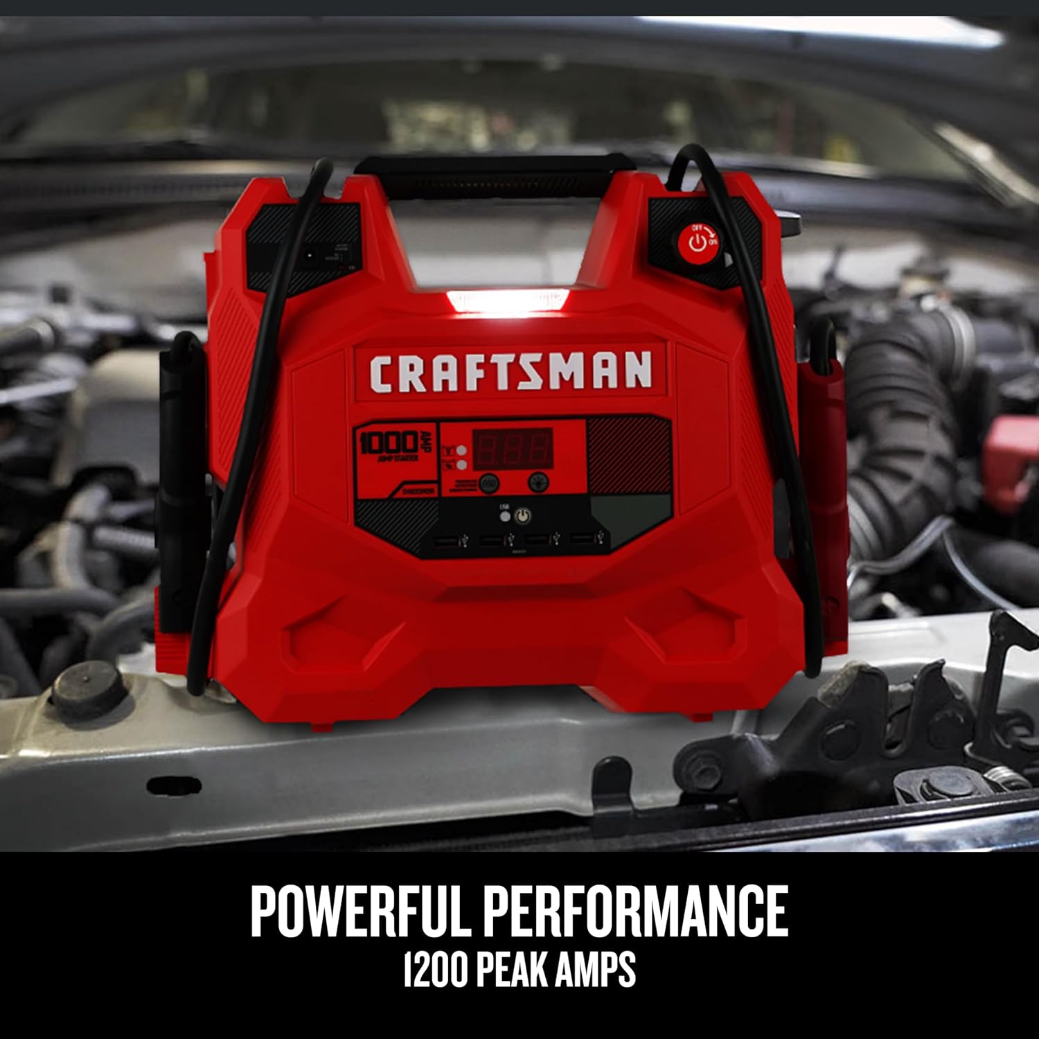 CRAFTSMAN 1000A Car Battery Jump Starter and Portable Power Station, 3-in-1 Solution, 12V DC and 2.4A USB Charging, for 12V Automotive, Marine, and Power Sport Batteries, CMXCESM281