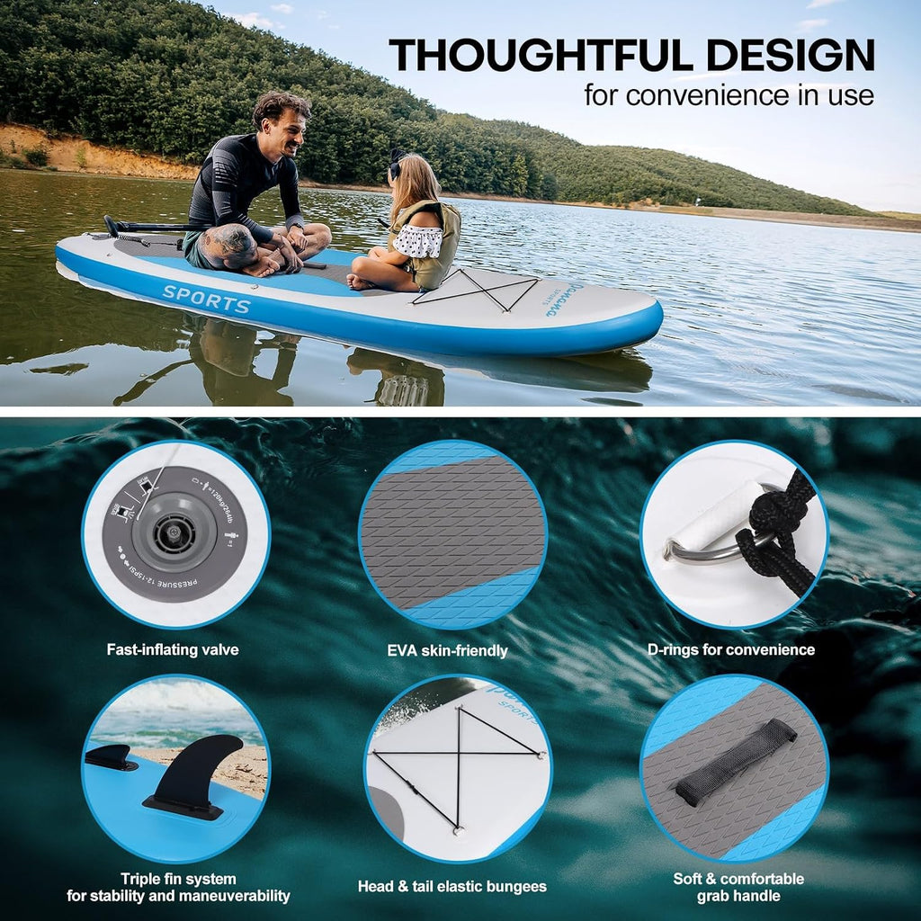 Panana Inflatable Stand Up Paddle Board, 10' SUP Paddleboard Kayak, Blow Up Paddle Boards for Adults Youth with Accessories Kit Anti-Slip EVA Deck