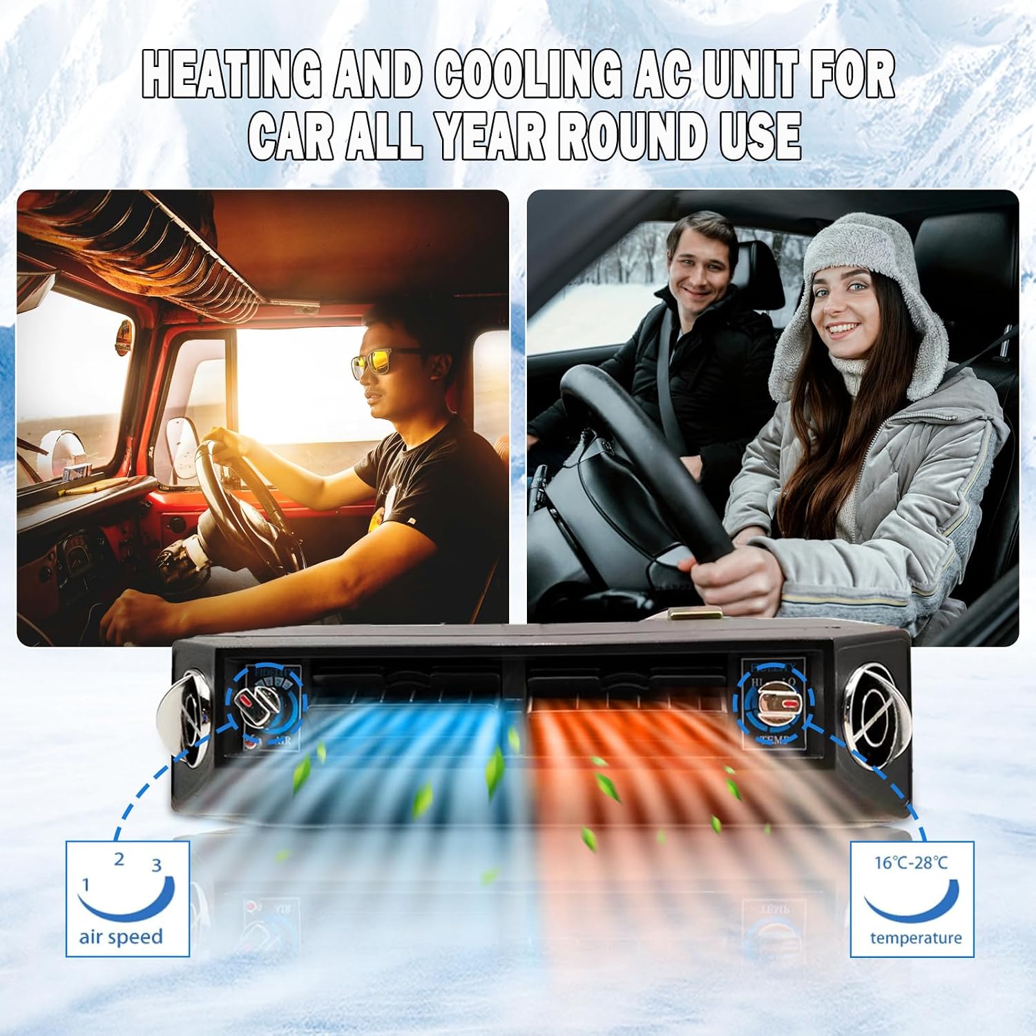 12V 12000 BTU Under Dash Air Conditioner with Heating, Universal 12 Volt A/C Kit System, Electric 12V DC Underdash AC Unit Quiet, Fast Cooling for Classica Car, Automotive, Truck, ATV, Pickup,Tractor