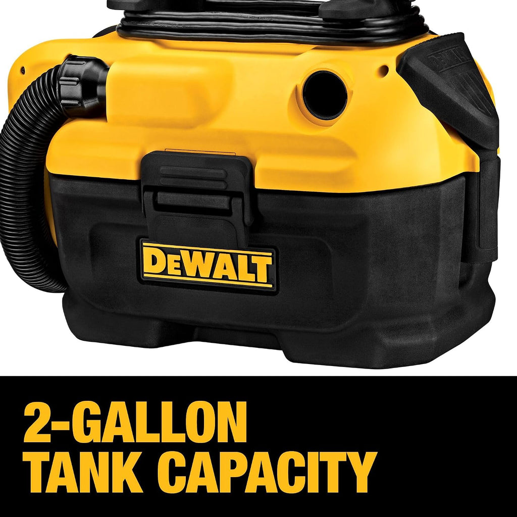 DEWALT 20V MAX Shop Vacuum Wet and Dry, Shop Vac 2 Gallon, Cordless and Corded Wet Dry Vacuum Cleaner, Wide Nozzle, Hepa Filter, Tool Only (DCV581H)