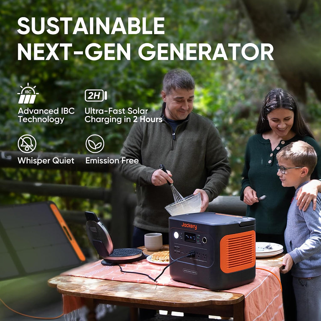 Jackery 1000 Plus Solar Generator, 1264Wh Portable Power Station with 100W Solar Panel, 2000W Output Backup Power for Outdoor Camping, Power Outages(Renewed)