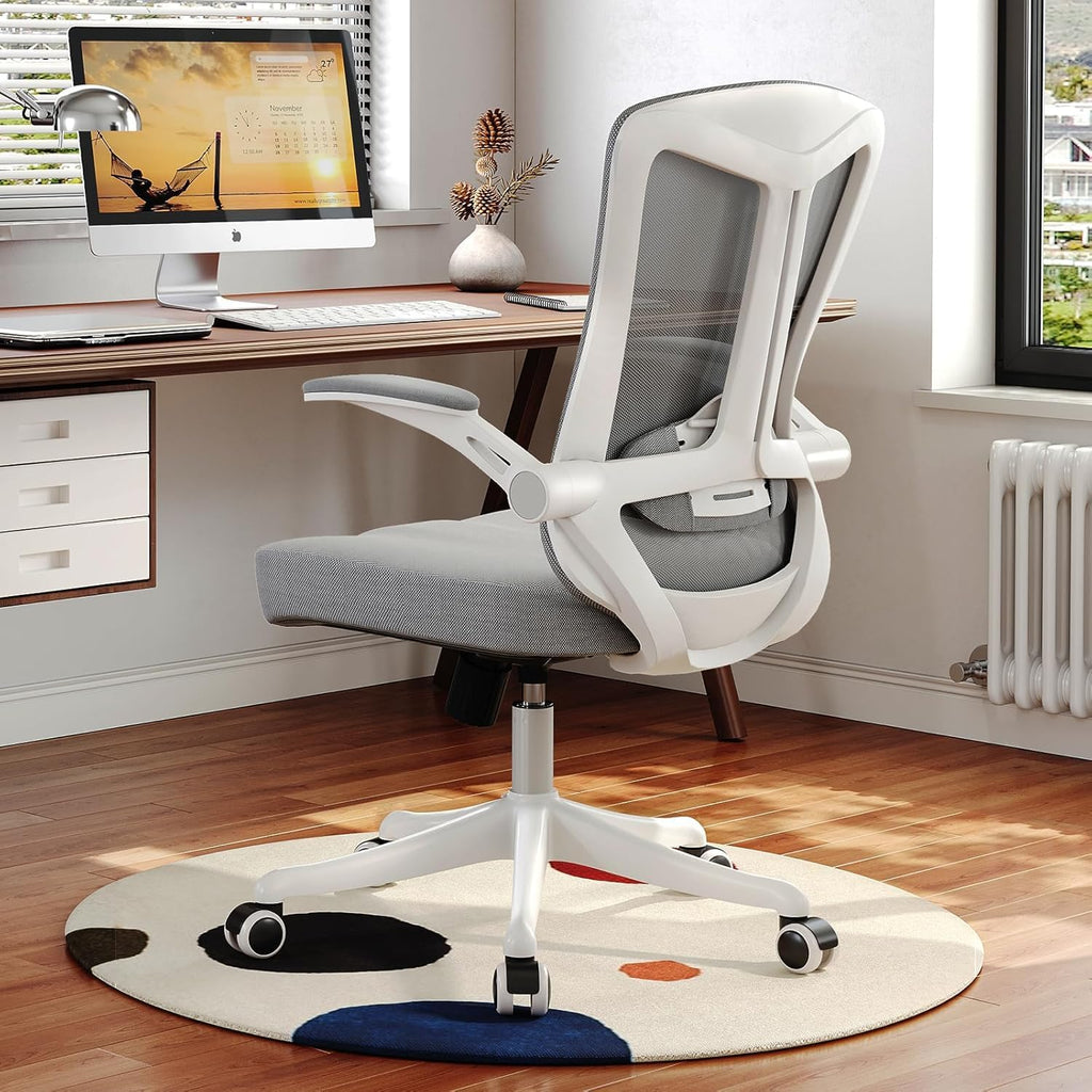 300 LBS Ergonomic Office Computer Mesh Chair - Adjustable Height Rolling Desk Chair with Flip-Up Armrests & High Back Support - Comfortable Swivel Task Chair for Home Office