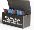 150-Gallon Large Deck Box – Features Lockable, UV-Resistant & Waterproof Double-Layer Resin Construction for All-Weather Outdoor Storage (Brown)