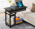 Tribesigns Small Portable Desk with Power Outlet, Height Adjustable Sofa Couch Bedside Laptop Table with Wheels, Mobile Standing Desk Rolling Computer Cart C Side Table with USB Ports