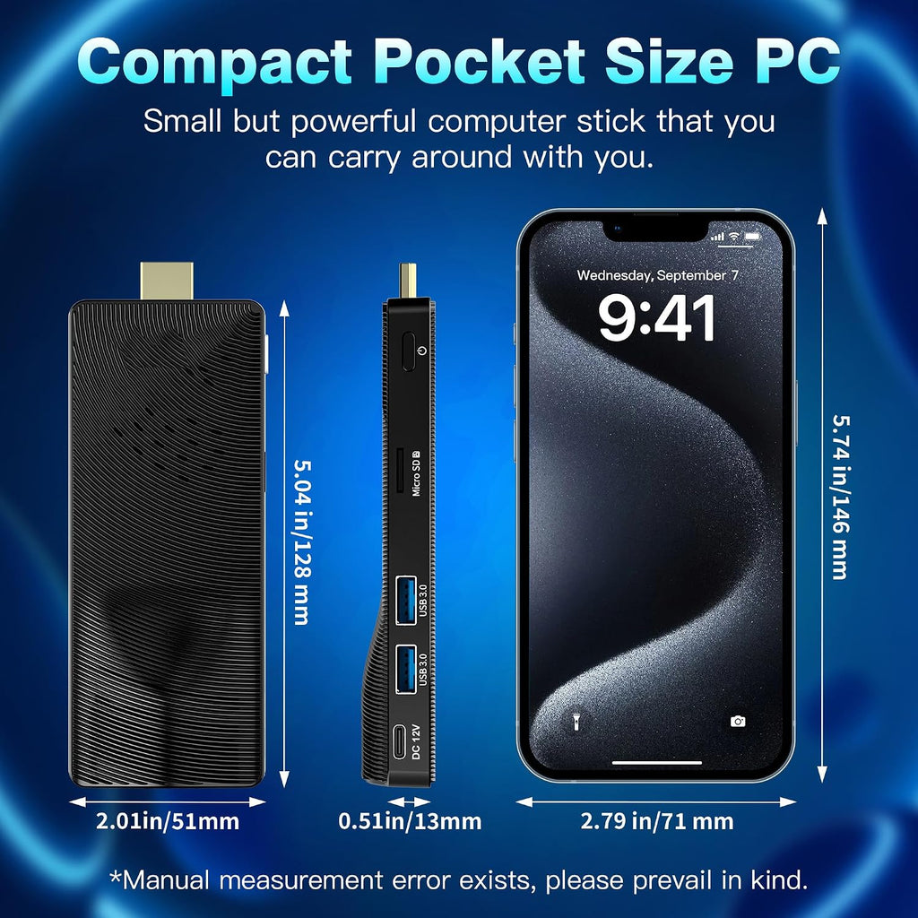 Mini PC Stick, Pentium N4200 4GB 64GB eMMC, Fanless Mini Desktop, Support 4K Monitor Output @30Hz, 1080P Streaming, Gigabit Ethernet, WiFi BT 5.0, USB3.0 x2 for Business/IOT/Home