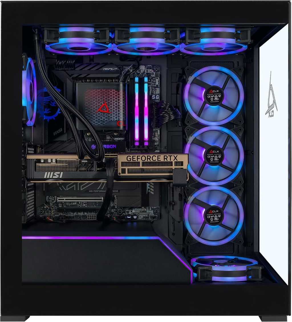 CLX Horus Gaming PC - AMD Ryzen 9 9950X3D 4.3GHz, GeForce RTX 5080, 360mm Tryx AIO, 96GB DDR5 RGB Memory, 4TB 990 EVO M.2, WiFi, Win 11 Home, Black, AI-Accelerated