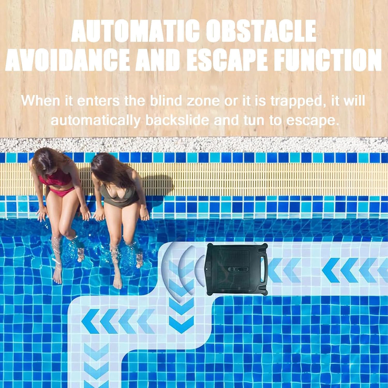 Automatic Solar Charging Pool Cleaning Robot with Automatic Obstacle Avoidance Function, with 2500mah Power Supply and Brushless Motor, Suitable for Swimming Pool Surface,APP-Control