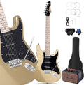 Leo Jaymz 39' Full Size ST Style Electric Guitar Starter Kit with SSS Pickups, 5W Portable Amp, Tuner, Gig Bag, Strap & Accessories(Gold 5W)