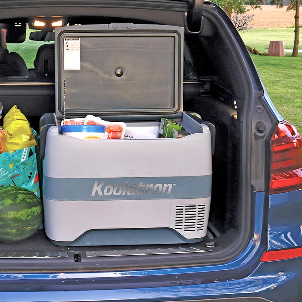 Koolatron 12V Portable Refrigerator Freezer w/Bluetooth, 42 qt (40L) Electric Cooler, 12 Volt DC/110V AC Cords, Compressor Cooling w/Range -8°F to 50°F (-22°C to 10°C), Travel Car Fridge, Gray