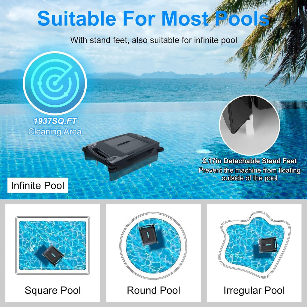 TeqHome Solar Pool Skimmer,Cordless Automatic Robotic Pool Surface Skimmer Cleaner with APP Support,24/7 Cleaning,Smart Obstacle Avoidance,Dual Charging Modes for Most Swimming Pools up to 2512 Sq.ft.