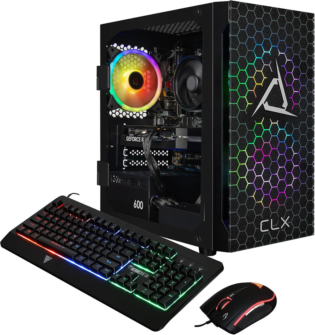 CLX Set Gaming PC - AMD Ryzen 5 8400F 4.2GHz, GeForce RTX 5060, 2TB NVMe M.2 SSD, 32GB DDR5 RGB Memory, CPU air Cooler, WiFi, Windows 11 Home, Black