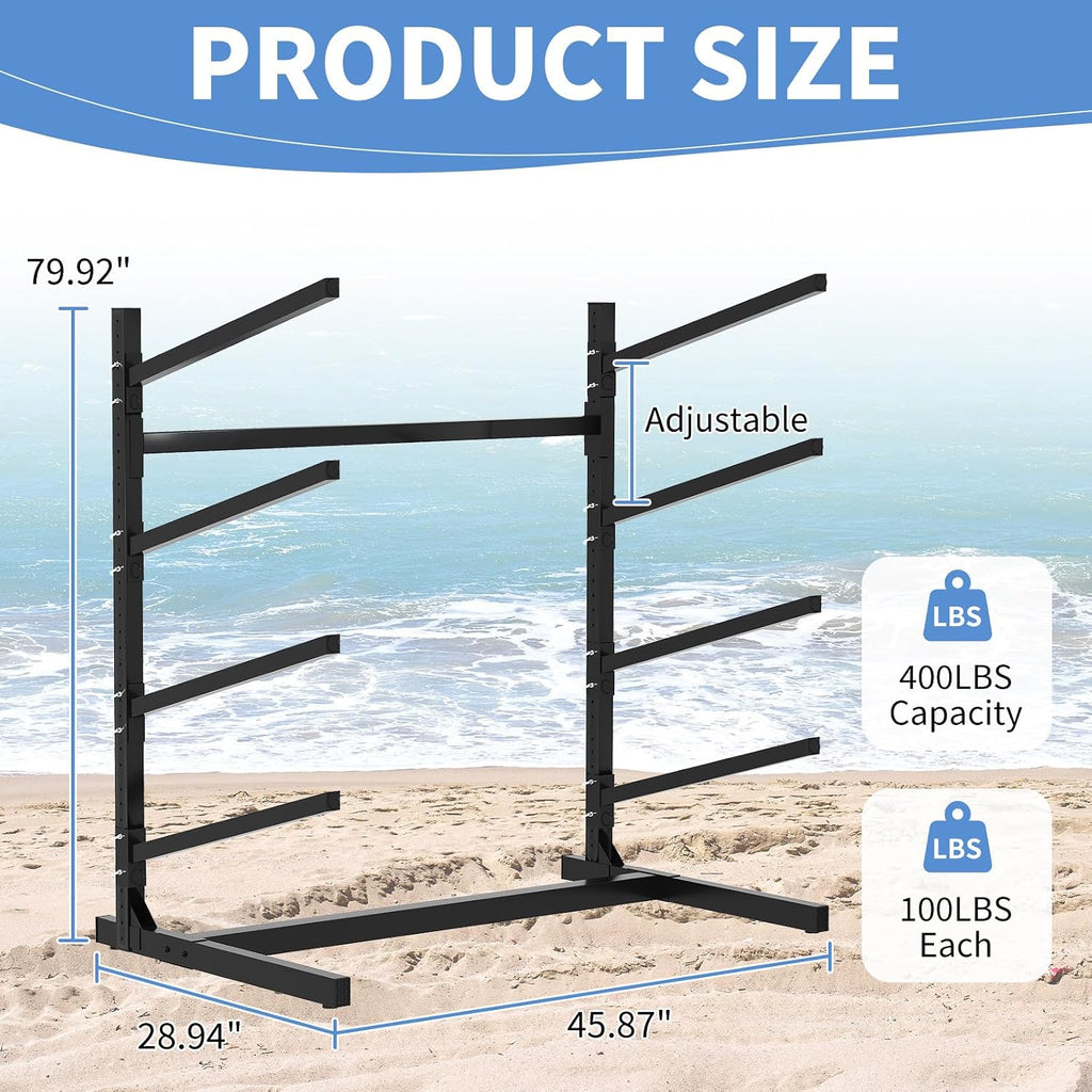 AQY Kayak Storage Rack,Heavy Duty Steel Adjustable Freestanding Kayak Stands with Wheels for Garage and Outdoor Storage,Storage Rack for Kayak, Canoe, Surfboard and Paddleboard