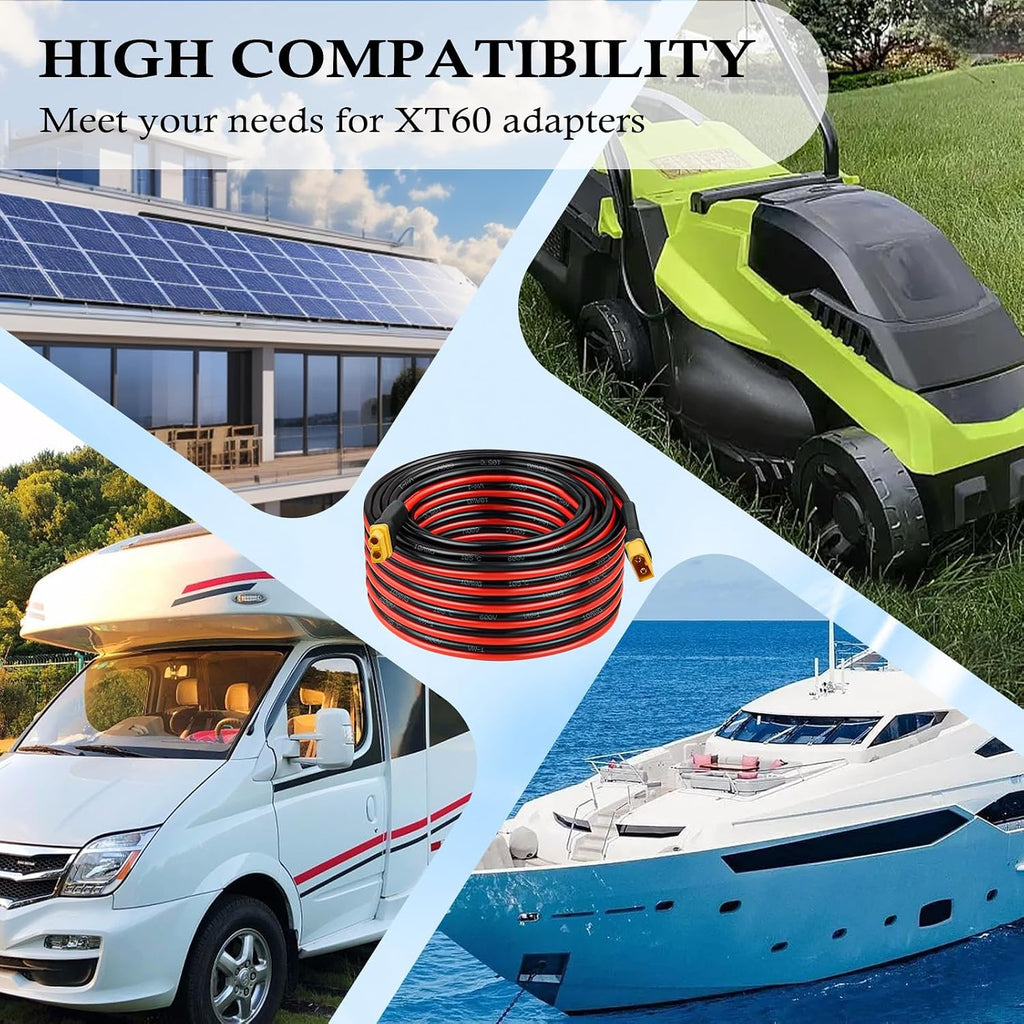 MOOKEERF 75FT XT60 Extension Cable - 10AWG with Male to Female Connector for Portable Power Station, Solar Panel, RC Battery