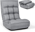 Moccha Folding Floor Chair, Adjustable Sofa Chair with 5-Position Headrest & 4-Position Backrest, Floor Gaming Chairs with Thicken Cushion, Padded Chaise Lounge for Bedroom, Living Room, Gray