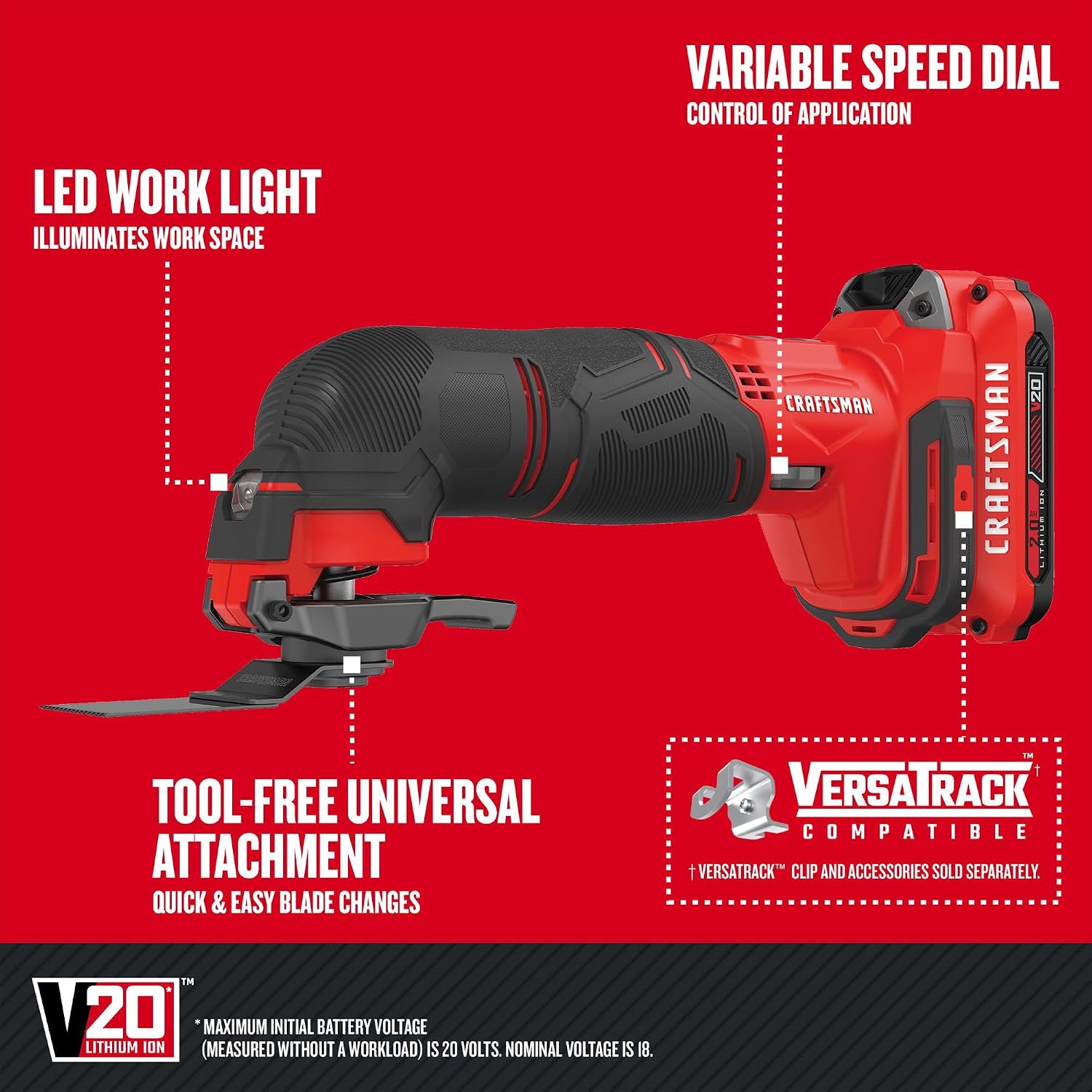 CRAFTSMAN V20 Cordless 6-Tool Power Tool Combo Kit with 2 Batteries and Charger (CMCK600D2)
