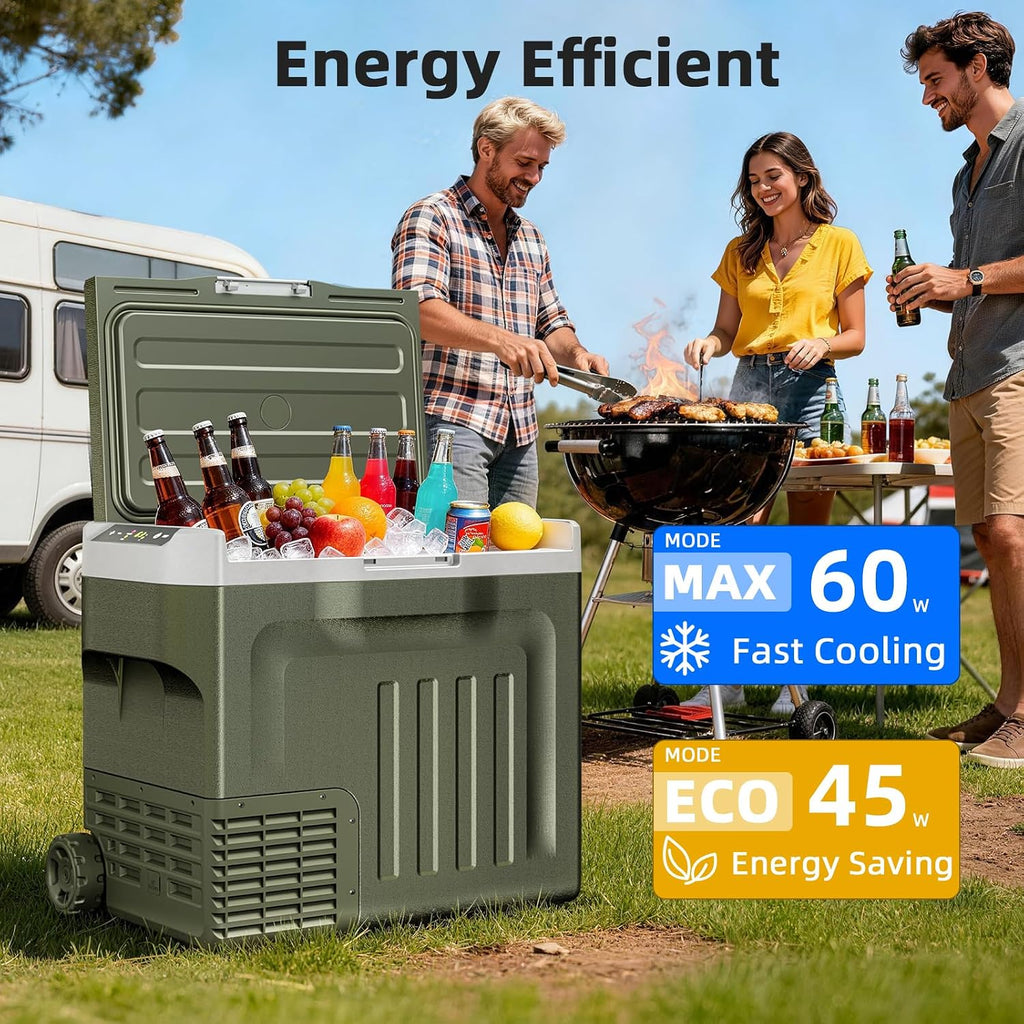 Antarctic Star 12 Volt Refrigerator 42QT(40L) Compressor Electric Cooler, Car Fridge -4℉~68℉, Portable Freezer 12V/24V DC 100-240V AC, 12V Cooler with Wheels & Handle for Travel,Camping,Truck, Green