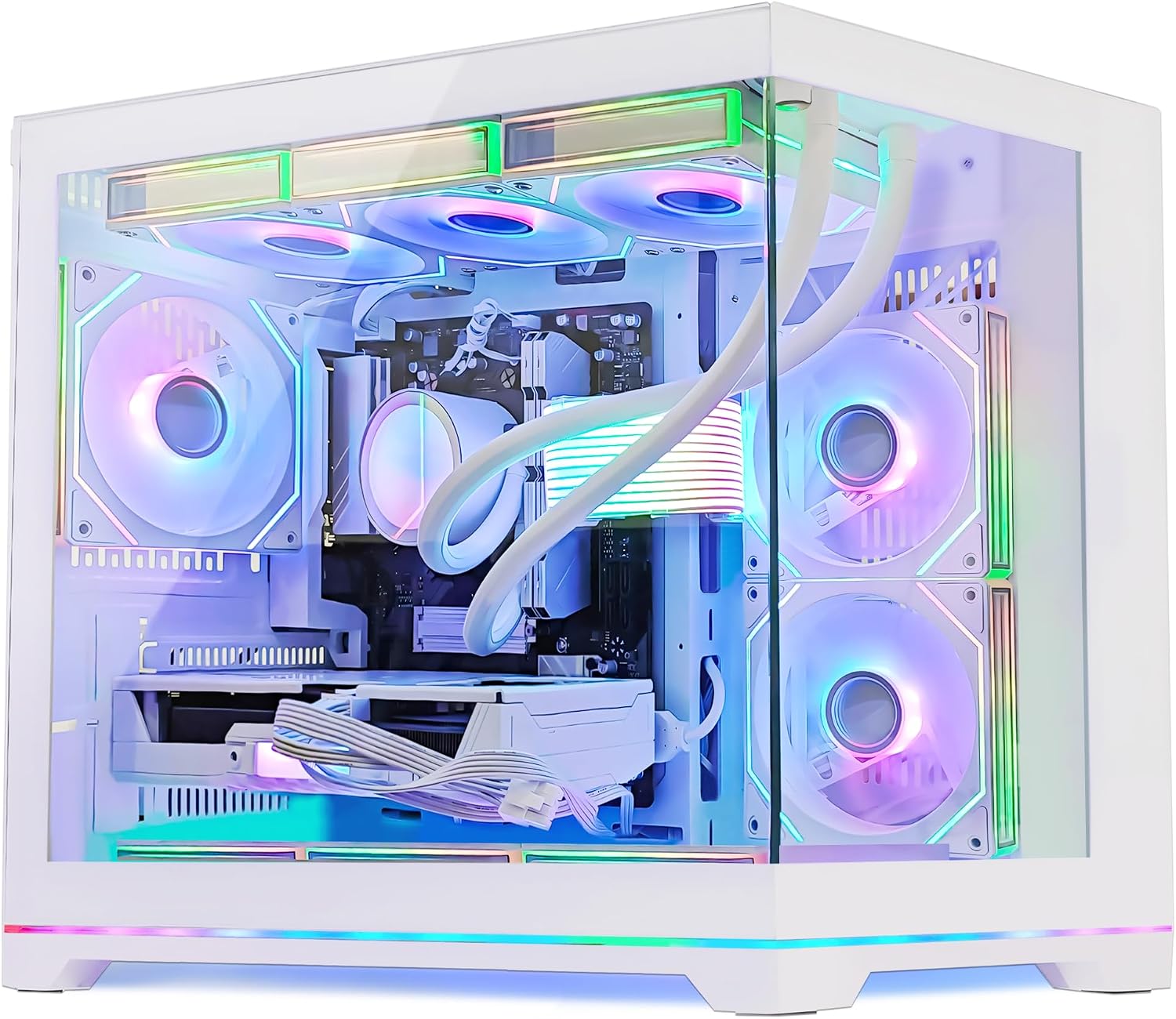 Ocean Park Gaming PC Desktop -AMD Ryzen 5 9600X 6-Core 3.9GHz -GeForce RTX 5060 8GB -32GB DDR5 RAM -1TB PCIe SSD -850W PSU -360mm AIO & APP RGB Fan Control -WiFi & BT -Windows 11 -White
