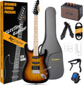 Leo Jaymz 39 Inch Full Size Electric Guitar Kit Electric Guitar Beginner Kits - Portable Amp, Digital Tuner, Gig Bag, Strap, Cable (Sunburst)