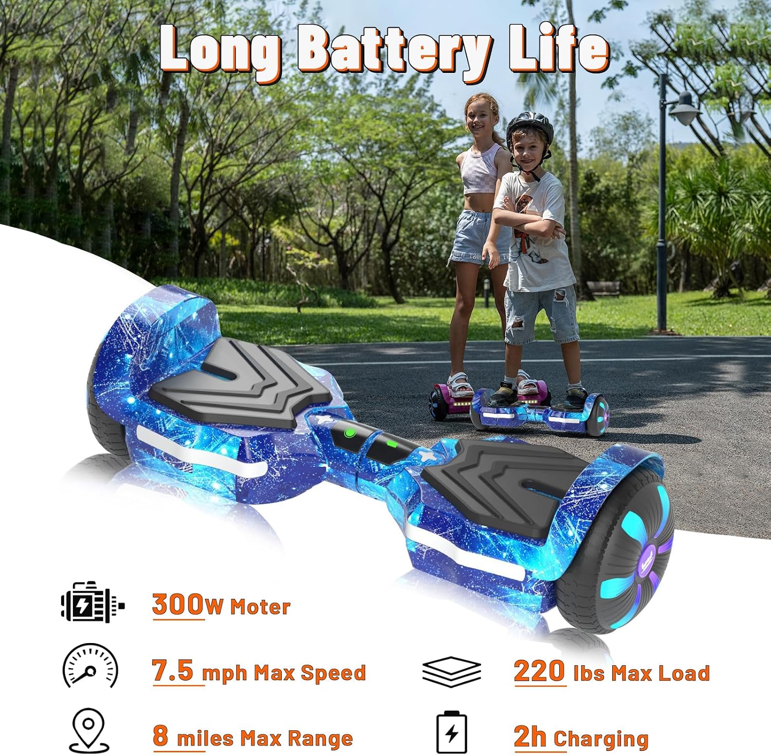SIMATE Scooter, Bluetooth Speakers and LED Light-Up Wheels, APP Control, Dual 250W Motors, 8.5 mph Max Speed & 8.5 Miles Max Range, Gifts for Kids Adults Girls Boys