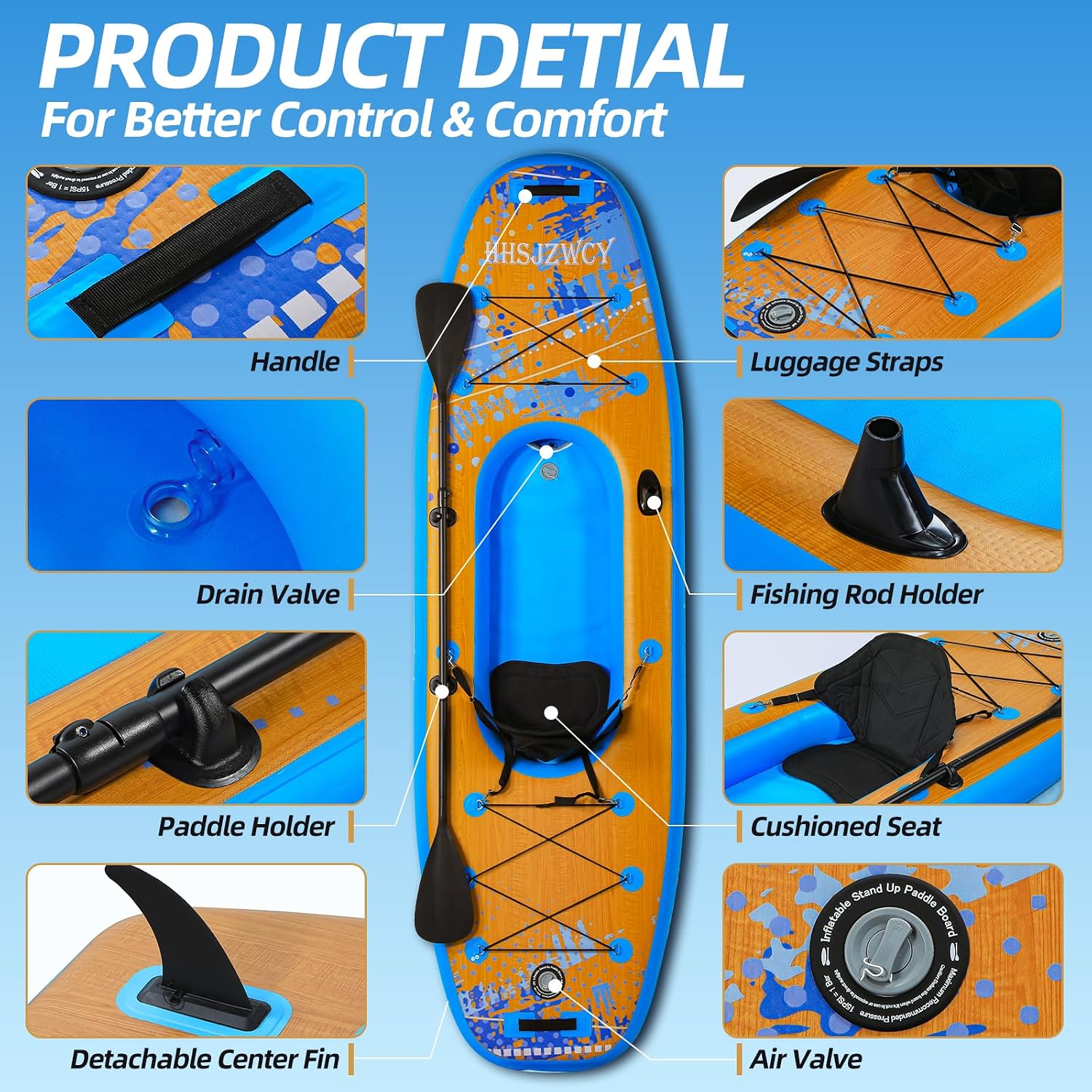 Inflatable Kayak with Detachable Seat,10'x34''x8''Stand Up Paddle Board for Adults & Youth,SUP-Kayak Set for Fishing,Touring Kayaks