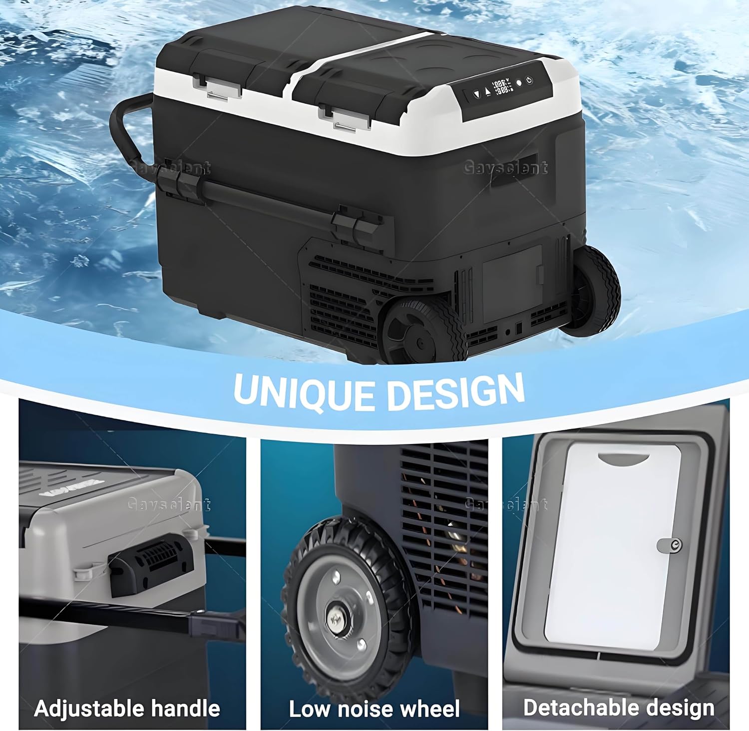 Dual Zone Car Fridge Freezer, -4℉-68℉ Electric Cooler with Dual Temp Control, 12/24V DC, Durable Wheels for Camping, Road Trips, RV & Home | Portable Refrigerator,Withbattery-40L